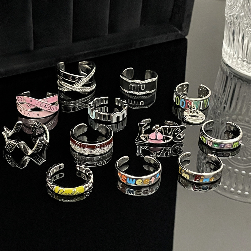 Punk personality letter color drip glaze open ring, sweet, cool and fashionable design sense, delicate and simple ring for hot girls Application Scenario