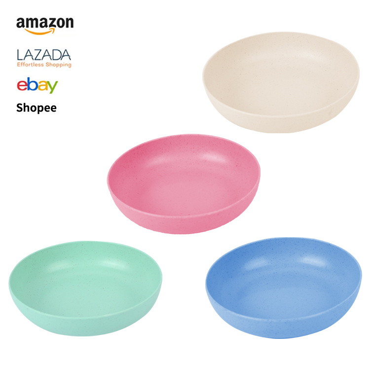 Wholesale of Amazon cross-border plastic plates, snacks, candies, fruit plates, wheat straw dining tables, bone-spitting plates and garbage plates full figure