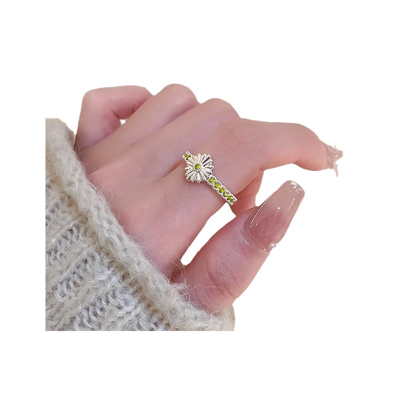 Zircon flower open ring on Instagram, with a cold style, sweet and cool personality, a new niche design for women's jewelry Item Picture