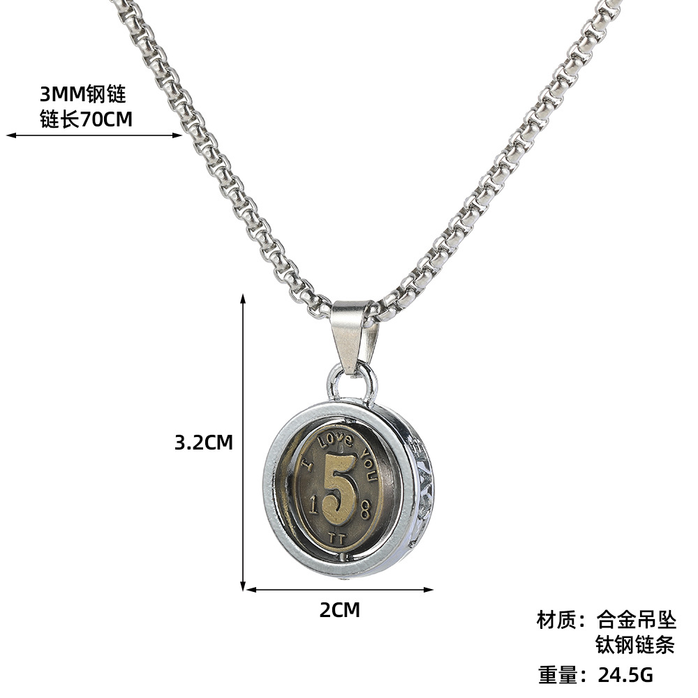 Wholesale of new 50-cent coin necklace, golden rotatable coin necklace, hip-hop niche and trendy coin pendant Application Scenario
