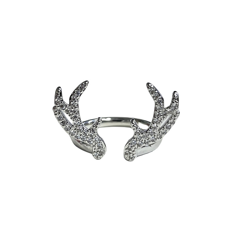 New fashionable irregular antler personalized heart-shaped opening ring for women, simple, exquisite, versatile and niche index finger ring trend Item Picture