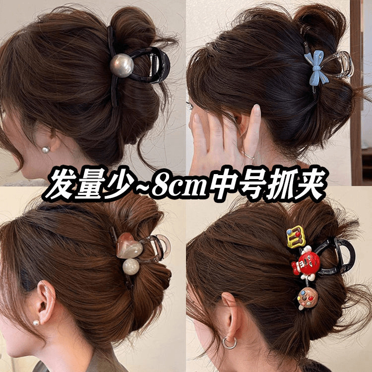 For women with light hair and a high-end look, the 2025 new semi-tied hair clip is a shark clip headpiece at the back of the head full figure