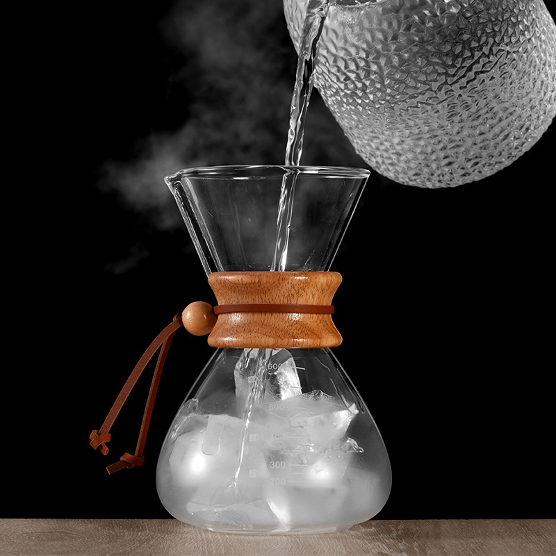 Wholesale hand-brewed coffee POTS, high borosilicate glass sharing POTS with stainless steel filter cups, drip cold-brewed coffee utensils Specification drawing