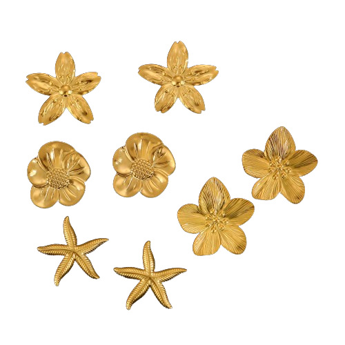 Cross-border European and American bow, flower, starfish, stainless steel stud earrings, simple commuting earrings, women's cross-border earrings wholesale Item Picture