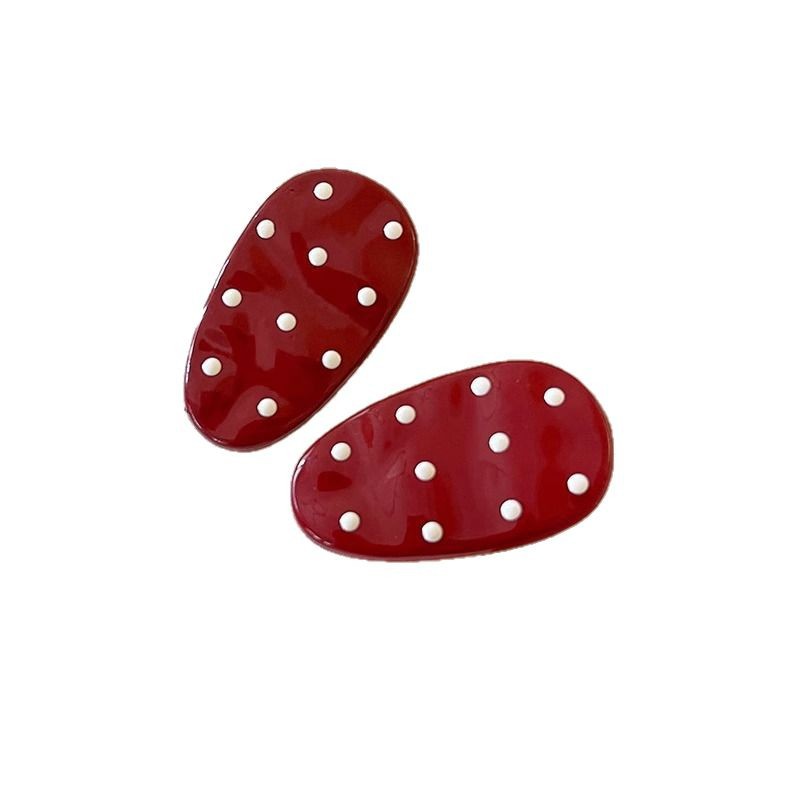 Korean polka dot hair clips for a sweet and cute girl, bangs clip on the forehead, Angolan red hair accessory, side clip Item Picture
