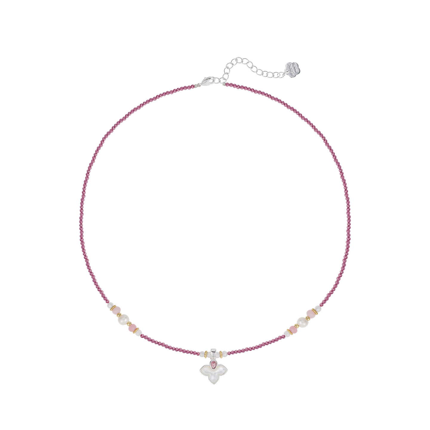 Dopamine pink Zircon shell necklace, a new trendy, light luxury and niche design, natural freshwater pearl accessory for women Item Picture