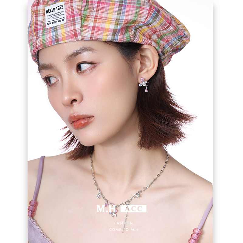 Colorful Zircon Butterfly series original design Summer new style versatile sweet and cool style earrings, rings, necklaces and women's accessories details Picture
