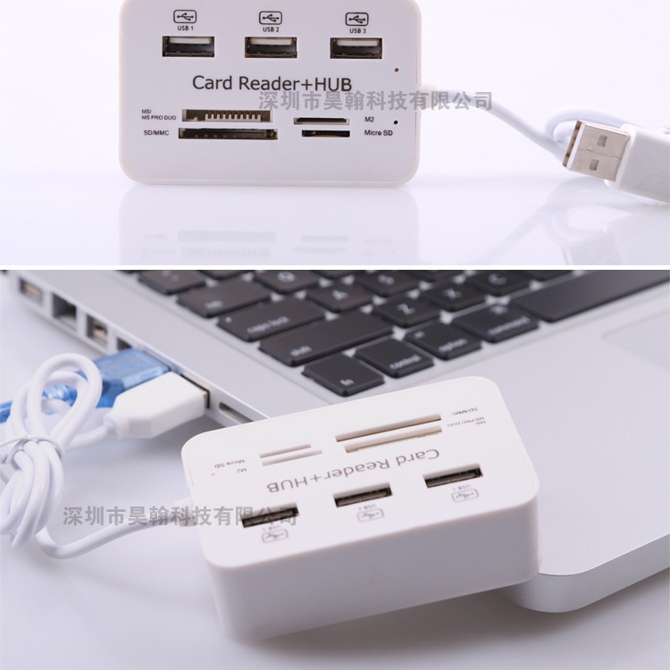 Mobile phone memory card multi-functional 3.0 card reader, usb3.0 one-to-three high-speed usb hub hub splitter Application Scenario