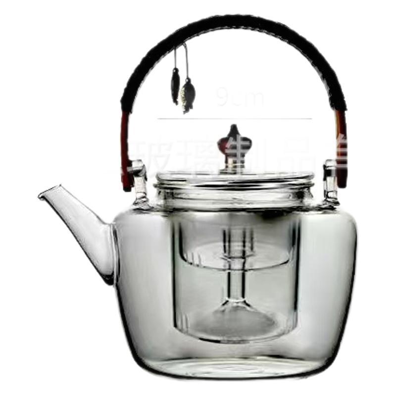Thickened glass steaming and boiling teapot, high borosilicate boiling kettle, high-temperature resistant electric ceramic stove, tea-boiling handle teapot, tea set teapot Item Picture