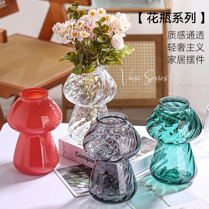 Light luxury glass vases, simple and creative irregular vases, living room table flower arrangement decorative items, wholesale vases details Picture