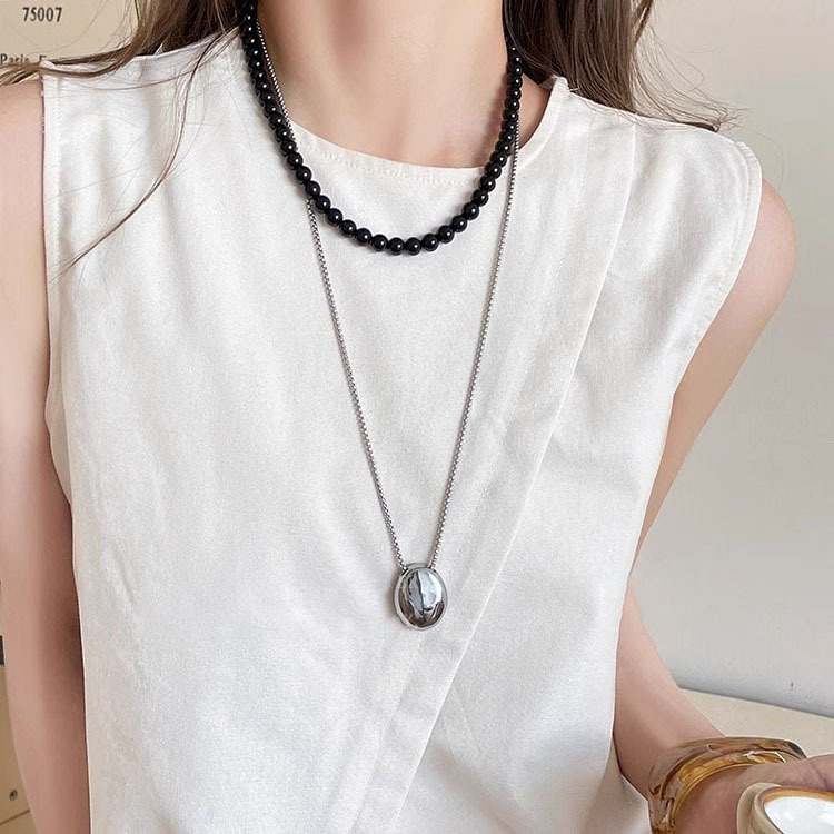 Silver water drop pendant titanium steel necklace for women, 2025 new bestseller, light luxury, niche and high-end accessory, long decoration Specification drawing