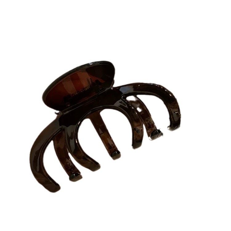 Original Korean black tea color grappling clips, large hair volume, multiple updo hair clips, high-end and exquisite shark clip hair accessory for children Item Picture
