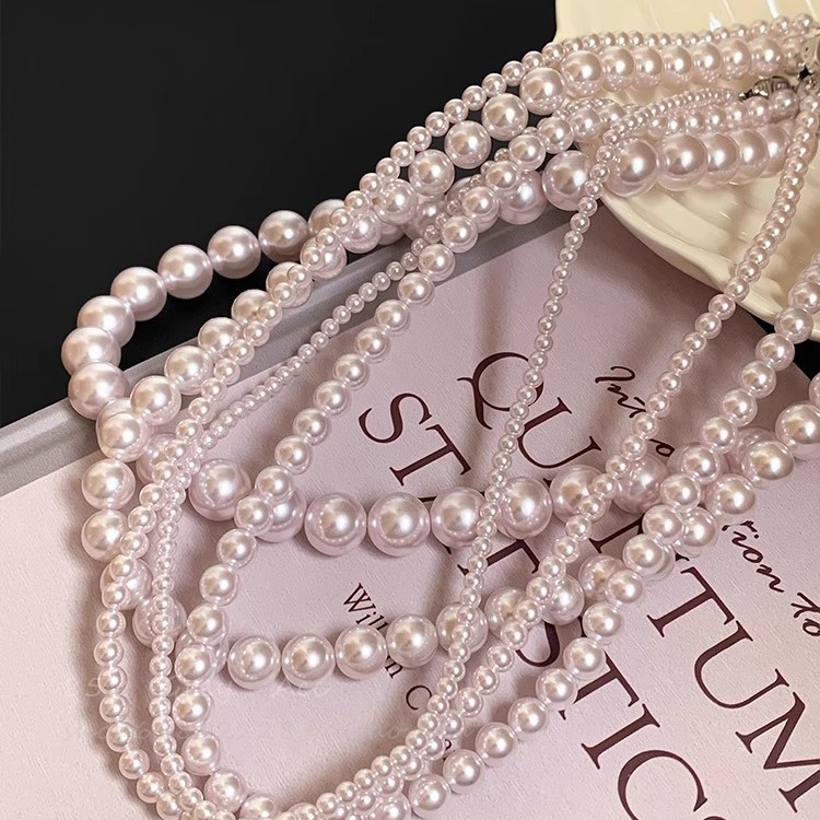 Manta Rose-colored Shijia Pearl Necklace for Women, 2025 new style, niche and light luxury collarbone necklace details Picture