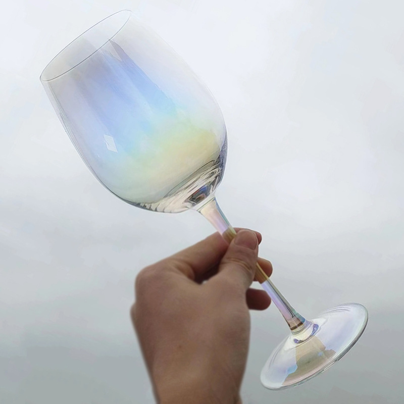 Wholesale of household high-appearance-level seven-color red wine glass sets and commercial crystal glass dazzling high-footed wine glasses Specification drawing