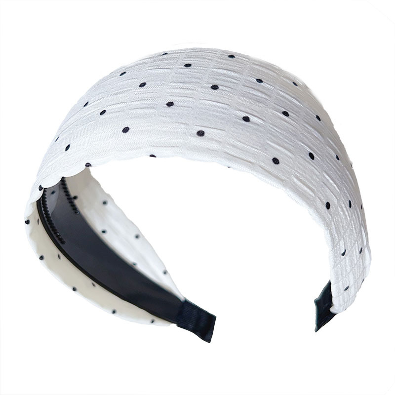 Wide-brimmed black and white polka dot small floral hair band for pressing hair and washing face, high-end, fashionable and stylish headband, new hair accessory Item Picture