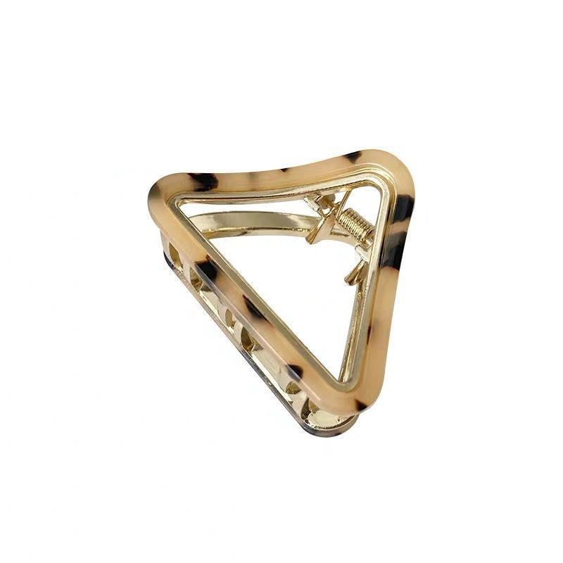 Korean-style alloy triangular gripper, acetic acid simple hollowed-out design, hair gripper at the back of the head, top clip, headpiece Item Picture