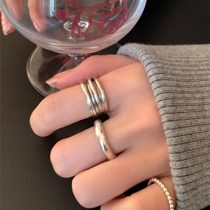 A retro multi-layer ring made of 925 sterling silver cross-wound from South Korea. It is a versatile open-top ring with a cold and elegant style for women on Instagram Specification drawing