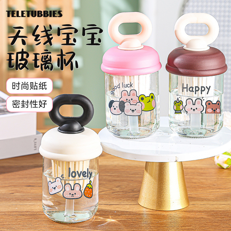 Hand-held glass straw cup, cute tea-making water cup, high school girls' appearance level tea-water separation cup, high-temperature resistant water cup wholesale full figure