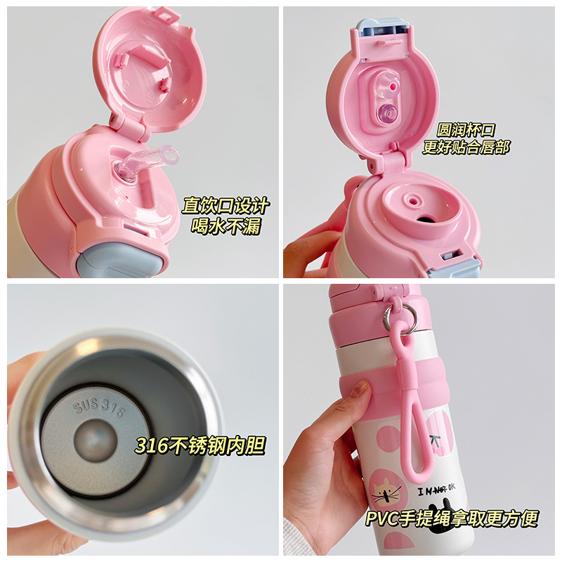 2025 New cute cartoon children's insulated cup, high appearance level, 500ml stainless steel water cup, student insulated water cup Application Scenario