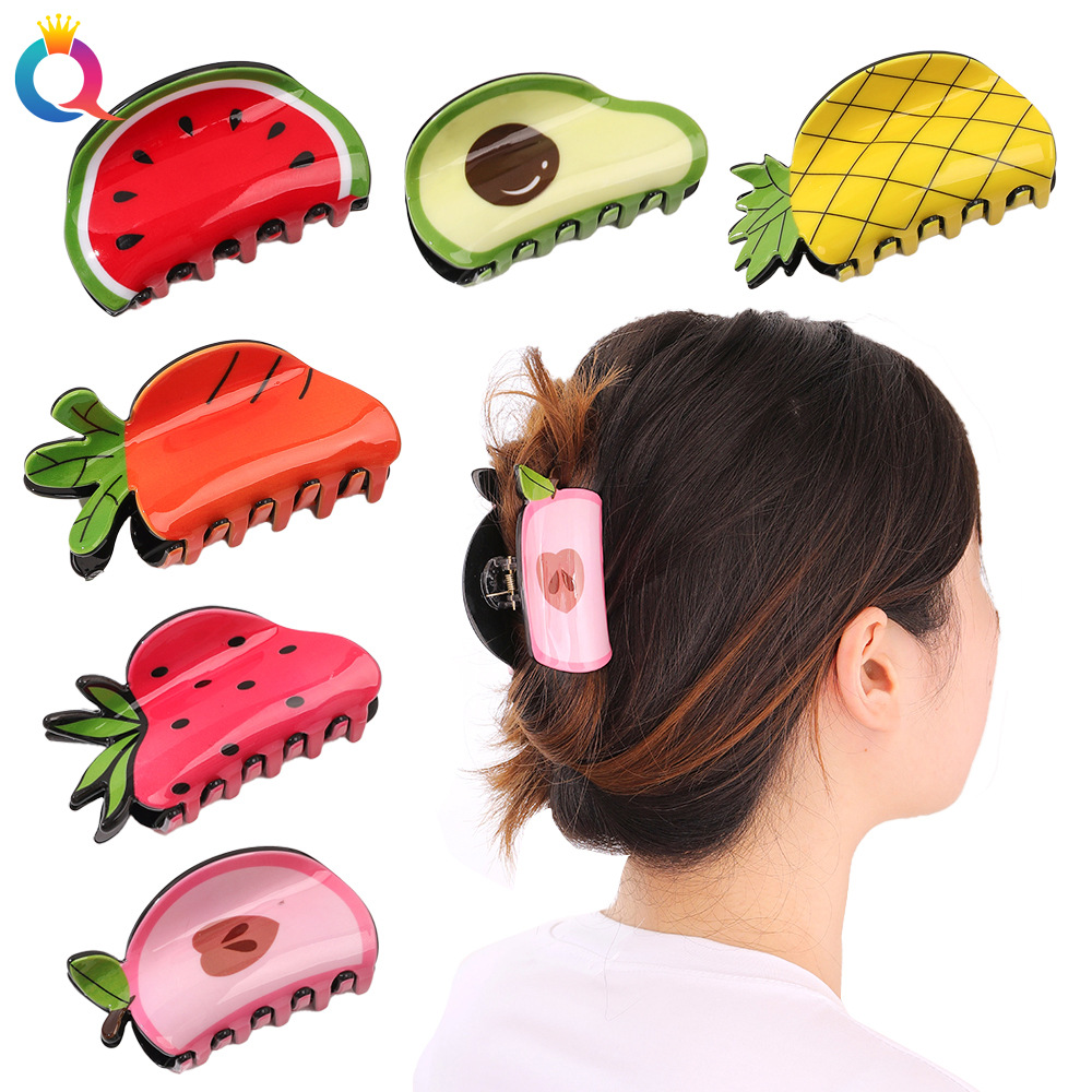 Qiyue Korean-style fruit gripper, back of the head, updo hair gripper, high-end shark gripper, hair clip, hair accessory wholesale details Picture