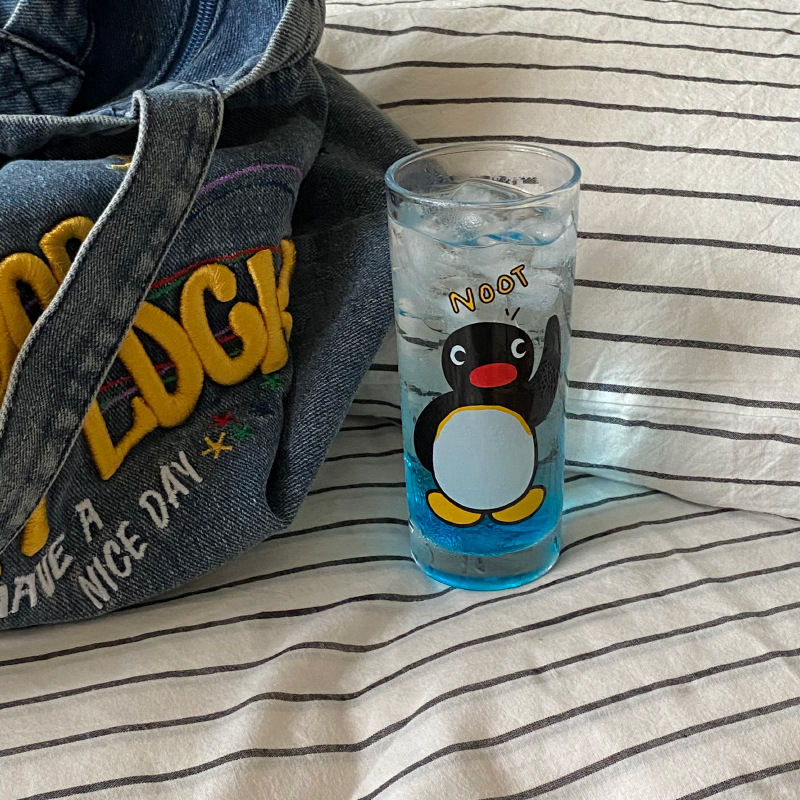 Homemade retro and Chinese-style cute penguin glass cups, cool melon soda glass cups, water cups and juice cups Item Picture