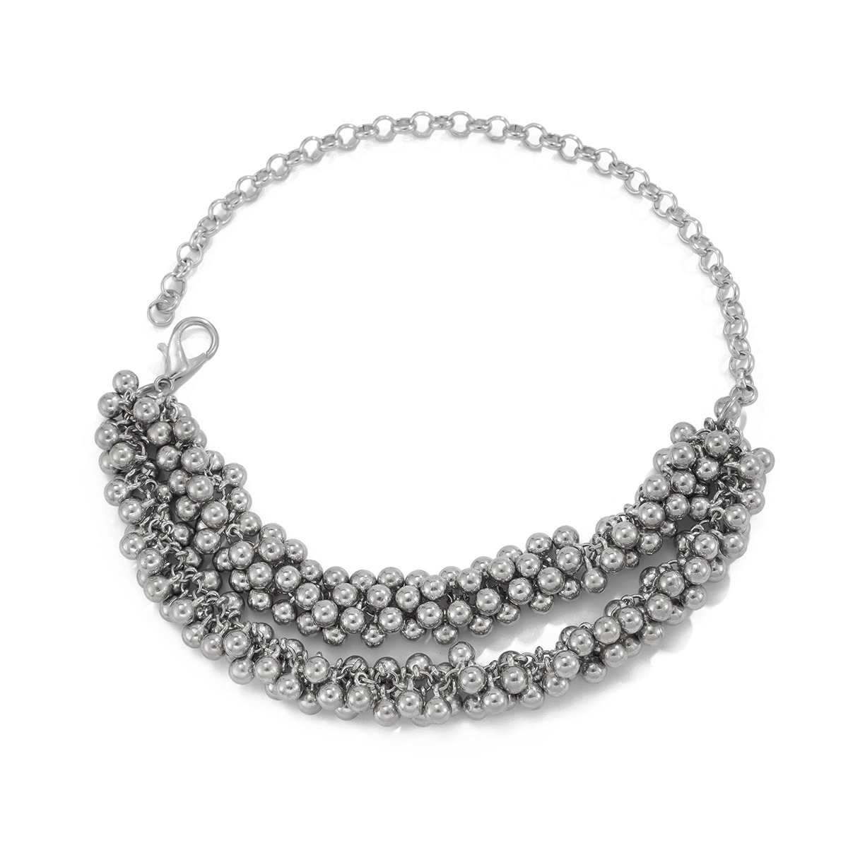 European and American cross-border jewelry, InS-style multi-layer CCB round bead necklace, simple and niche design metal necklace Item Picture