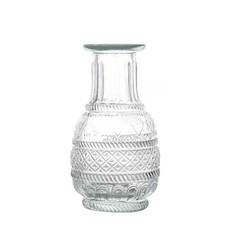 Wholesale Nordic creative relief glass vases, spray-painted gradient hydroponic flower vases, living room decoration set vases Item Picture