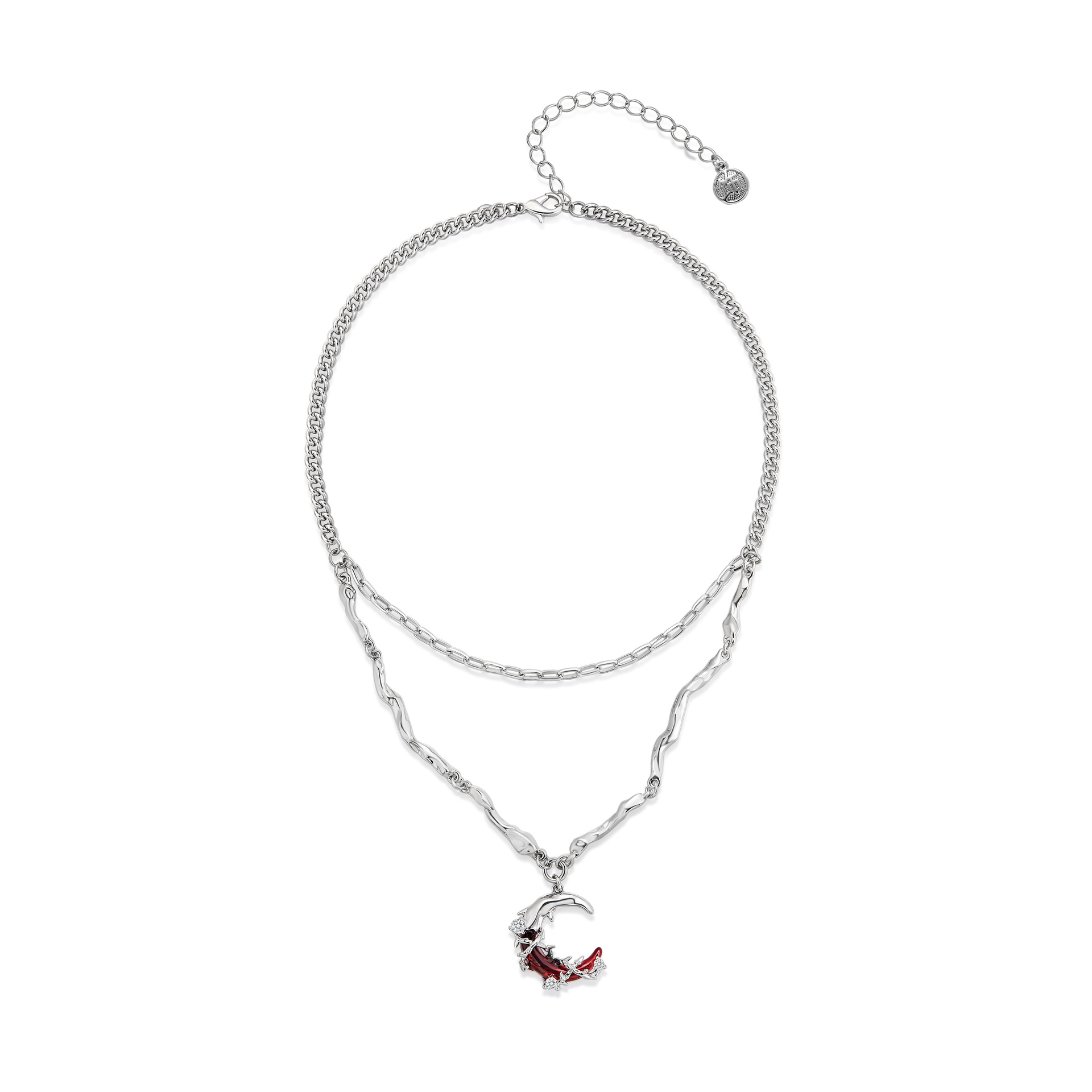 Dark scarlet crescent-shaped necklace that doesn't fade, an original and fashionable summer necklace for women with a cool and refreshing look. Layered collarbone chain Item Picture