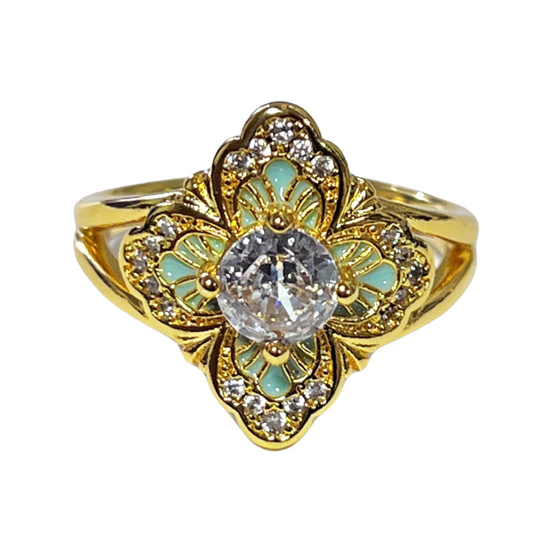 A simple and retro lucky bag with a brushed four-leaf clover opening ring. It features a niche design for women, a light luxury shovel, and a unique index finger ring Item Picture
