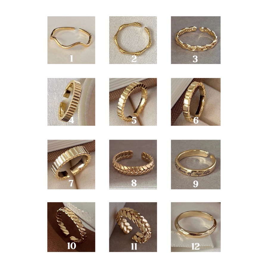 Golden wheat ear plain ring, women's light luxury and high-end index finger ring, unique and niche design, versatile open ring trend Specification drawing
