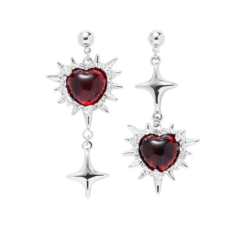 Gothic dark thorny heart-shaped earrings with a niche and high-end feel, European and American cross-border earrings, fashionable and elegant earring accessories Item Picture