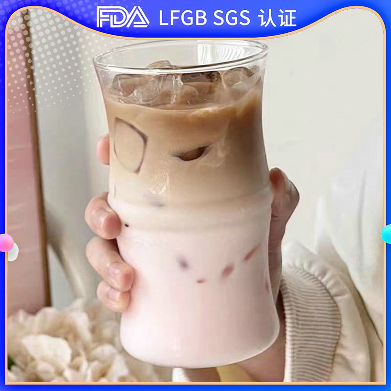 Household high borosilicate transparent glass, single-layer glass for women, milk, simple beverages, coffee, restaurant drinking cups full figure