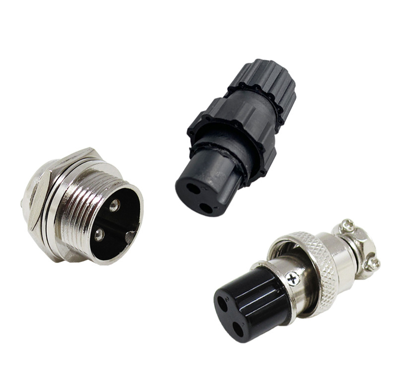 GX16 two-core aviation plug, 2-core two-hole male and female mating joint, argon arc welding plasma gun two-core socket plug Item Picture