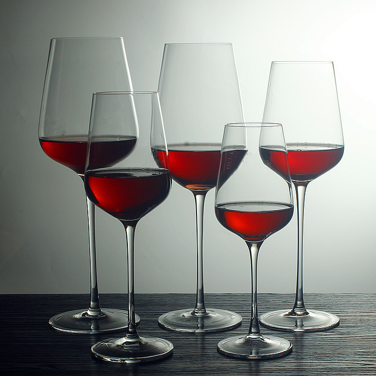 Hand-blown crystal wine glass set, tall Bordeaux wine glass, handcrafted wine glass, can be printed with logo full figure