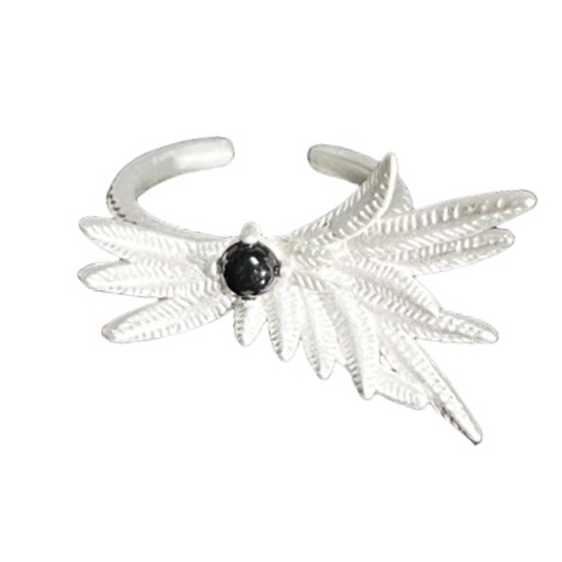 Fashionable silver-white wing, simple and individual open ring, female pleated butterfly, little cat, student niche ring trend Item Picture