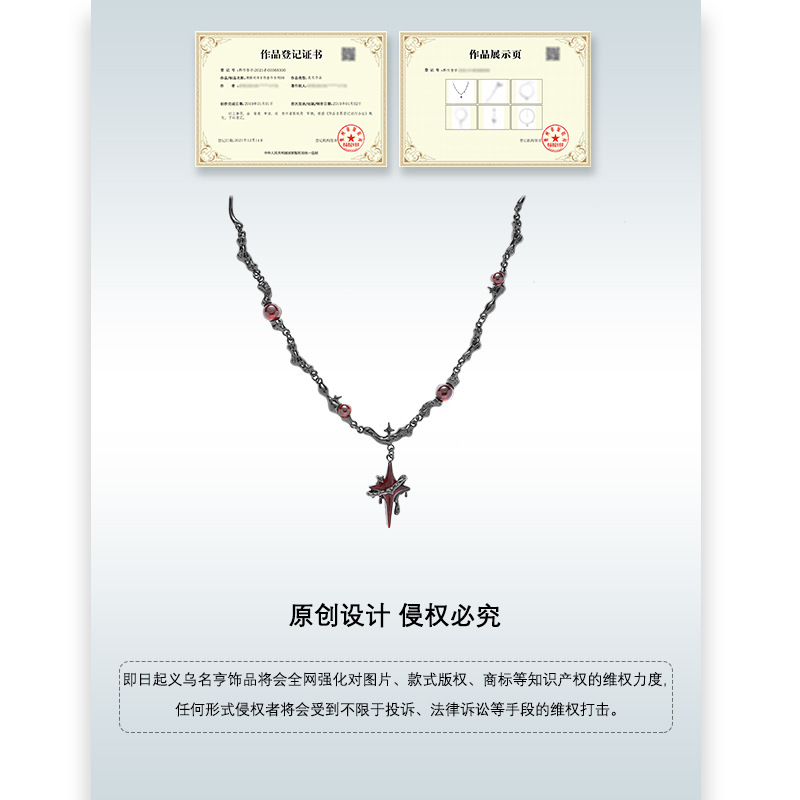 The Instags-style niche black four-pointed star necklace is versatile and high-end for women. It's an original, personalized and light luxury collarbone chain trend for 2024 Application Scenario