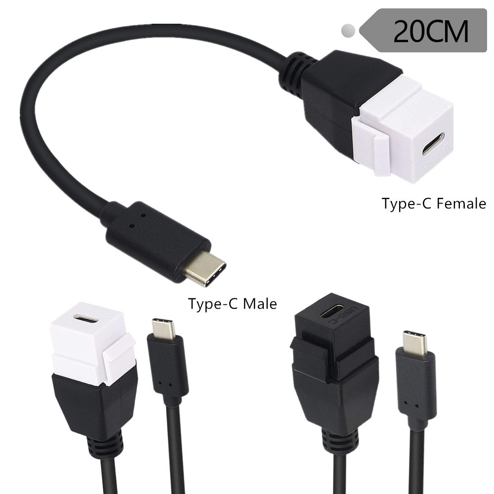 USB3.1 version USB TYPE-C male to female with snap-on panel wall plug USB through-hole panel with cable socket cable full figure