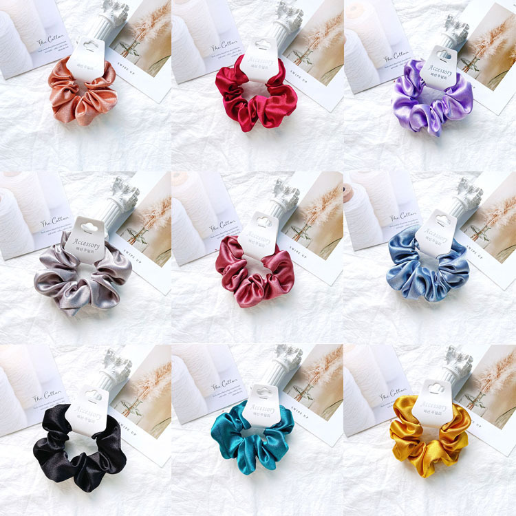 Wholesale of cross-border autumn and winter solid-color hair ties with a satin-like texture, large faux silk hair ties, and high ponytail hair ties full figure