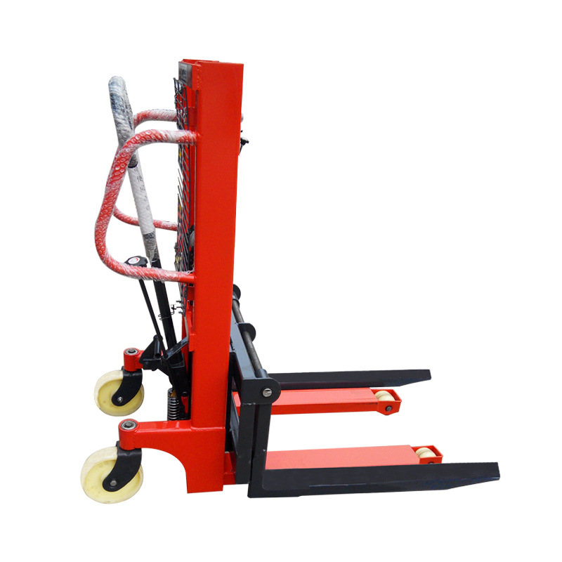 Manual forklift 1-ton and 2-ton adjustable forks hydraulic lifting stacker, small integrated oil cylinder manual stacker Item Picture