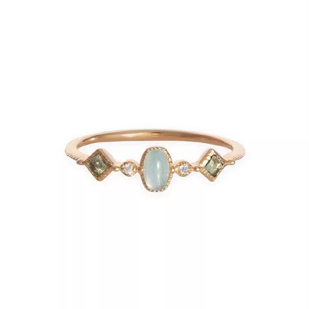 A new, niche design of artistic and retro aquamarine ring for women, fashionable and individual, light luxury, versatile and high-end ring Item Picture