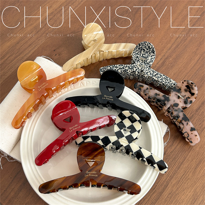 Korean FRANCE acetate hairpin fashionista, French high-end style, large shark hairpin, high-volume hairpin for women full figure