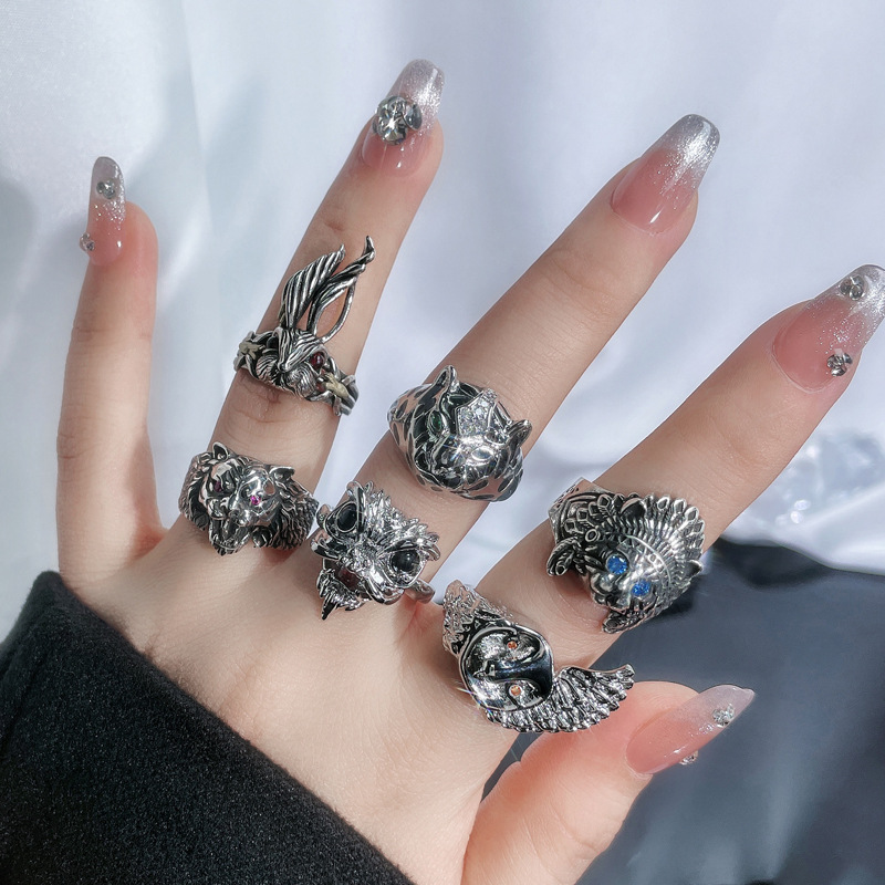 Retro and individualistic lion dance national trend open ring, female unconventional fashion, hip-hop style, niche design, high-end feel ring full figure