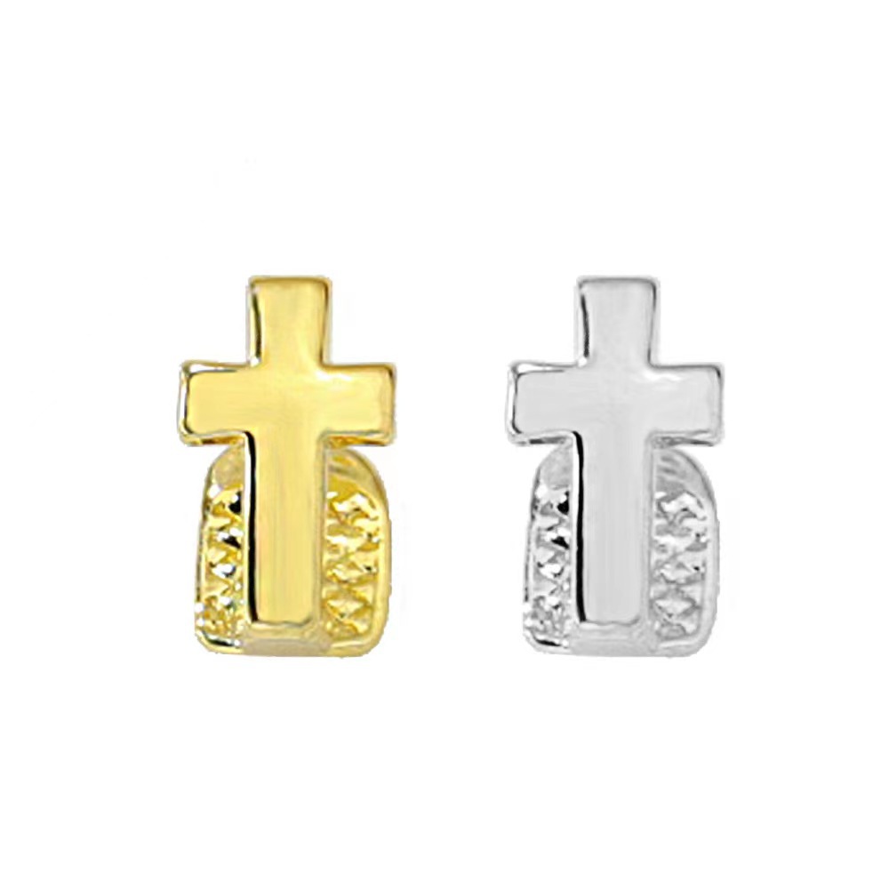 Cross HIPHOP Hip Hop TeethGrills Gold Teeth Personalized Hip Hop Braces for both men and women full figure
