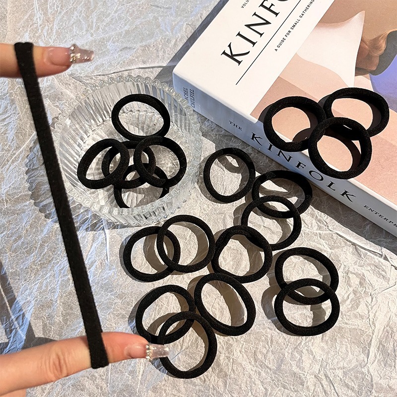 diy filling of children's hair bands, basic durable black hair tie, high elasticity for tying hair, ponytail rubber band, women's towel band for the head Application Scenario