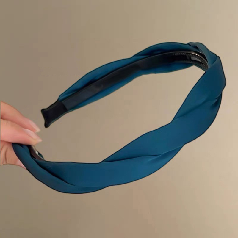 "Sea blue!" Linen braided hairband! A new 2025 wide-brimmed, toothed travel hairpin for women with a high and elegant headband details Picture