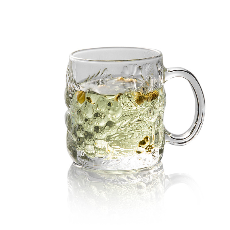 Thickened household glass water cups with handles, tea brewing cups, hotel and bar large draft beer cups, handle cups, beer mugs with large capacity Item Picture