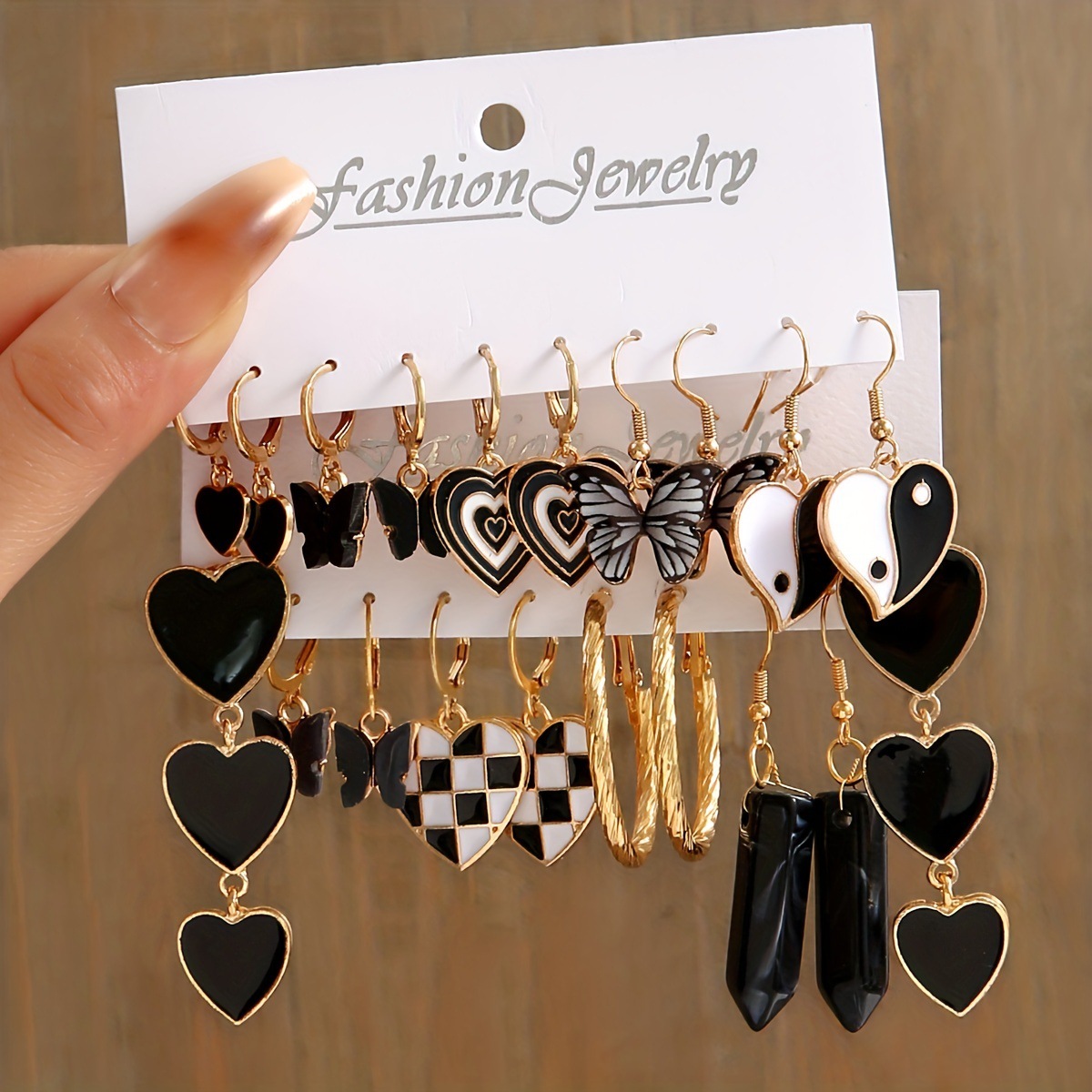 New European and American metal earring square geometric earrings set in ins style earrings set full figure