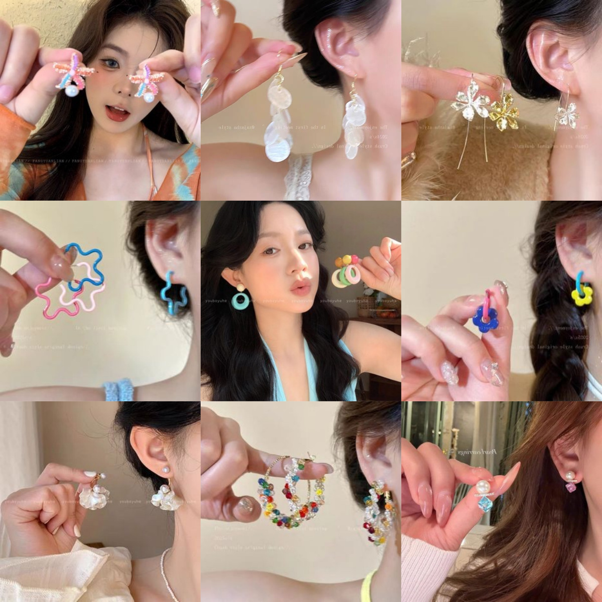 Super suitable stud earrings for taking photos during outings ~ Niche summer colorful flower earrings, seaside vacation earrings full figure