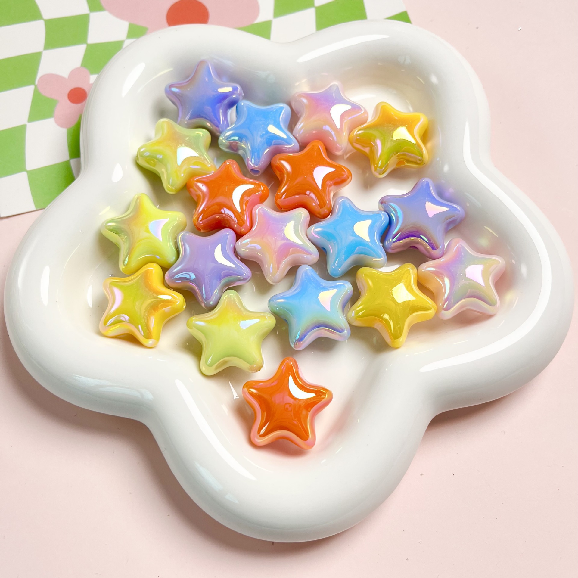 Color-plated solid color starry sky luminous five-pointed star scattered beads diy beaded bracelet, mobile phone chain material, jewelry, pen string accessories details Picture