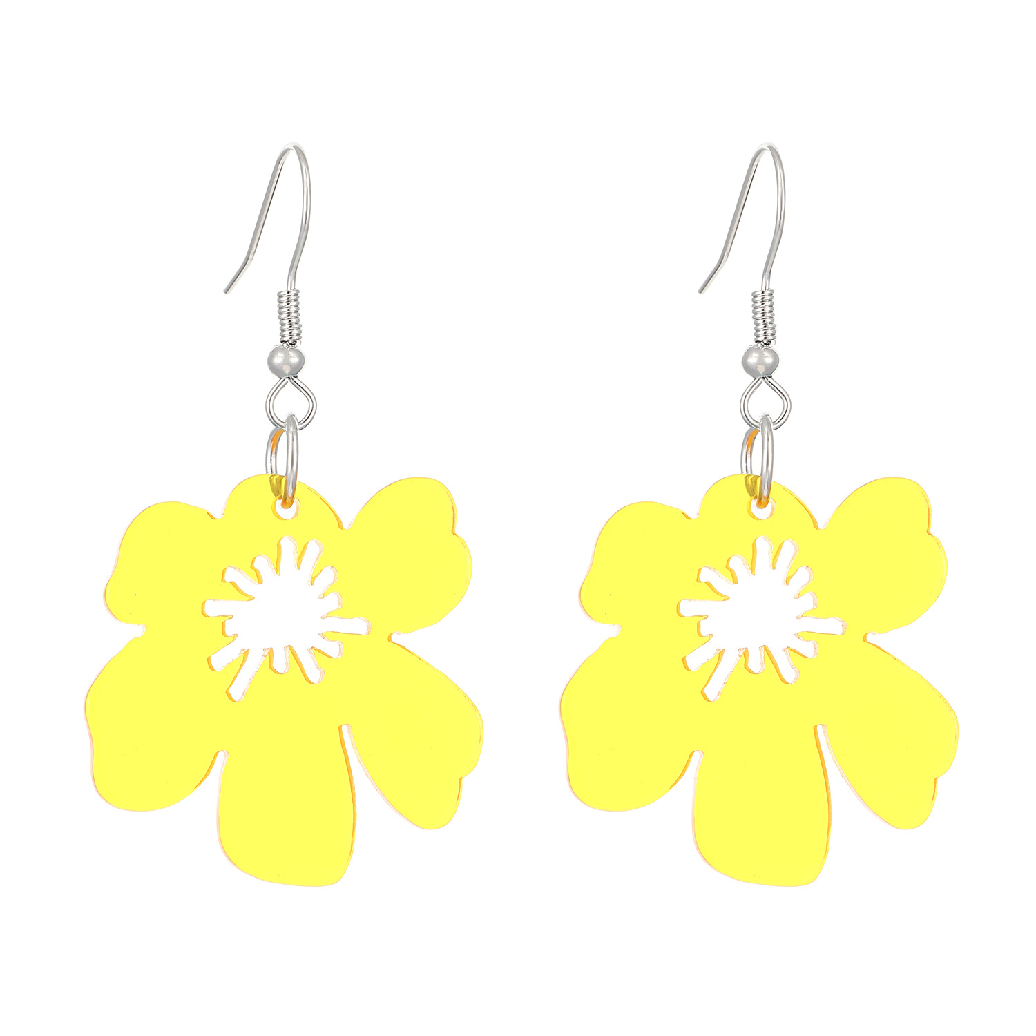 The small red flower necklace of the same style as the Instagram blogger, a versatile Korean summer accessory for women, and colorful dopamine collarbone chain earrings Item Picture
